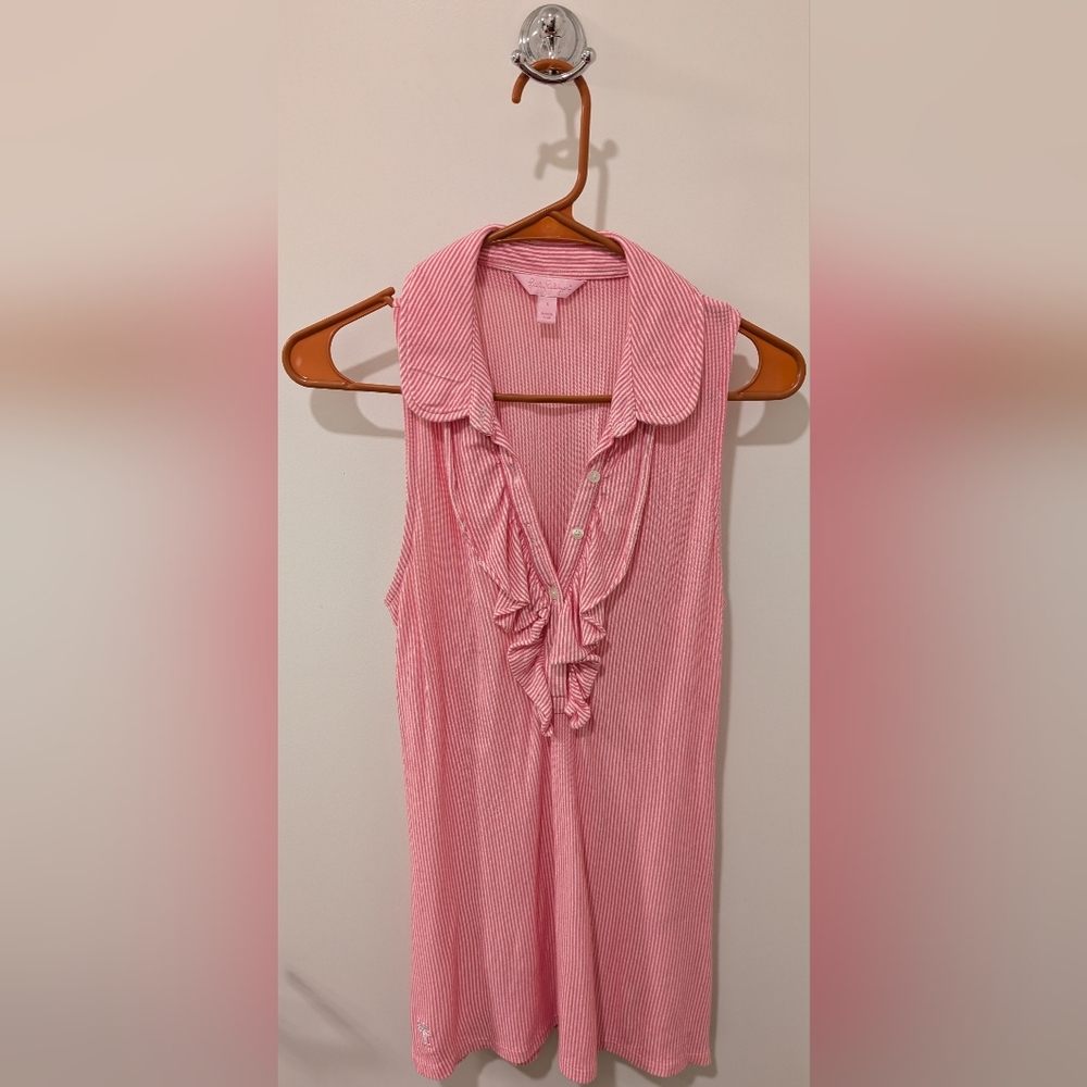 Lilly Pulitzer Pink Sleeveless Ruffle Top